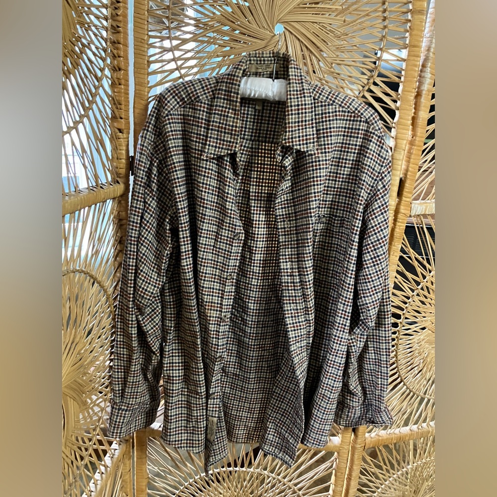 Lord and Taylor Brown plaid Button-Up Shirt
